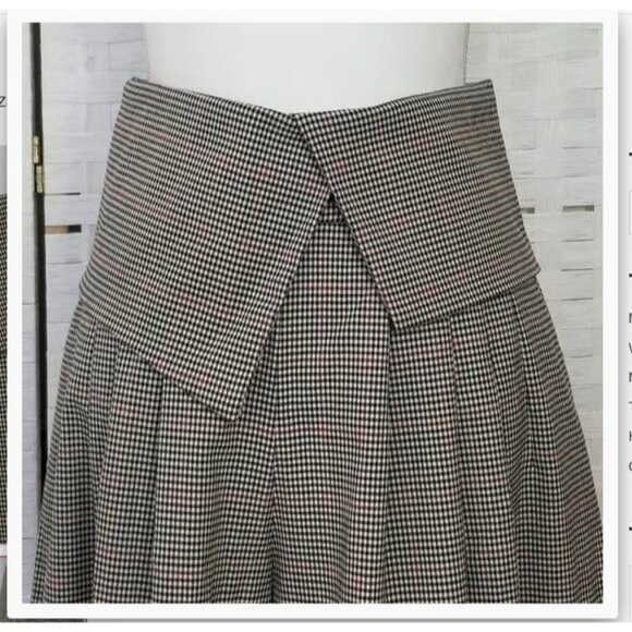 ZARA Woman Sz M Plaid Culottes Skirt Pants Midi Wide Leg High Waist Houndstooth - Picture 3 of 6